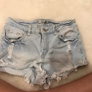 Light-wash denim shorts